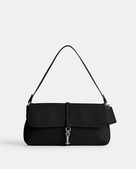 COACH®,HAMPTONS BAG,Glovetanned Leather,Silver/Black,Front View