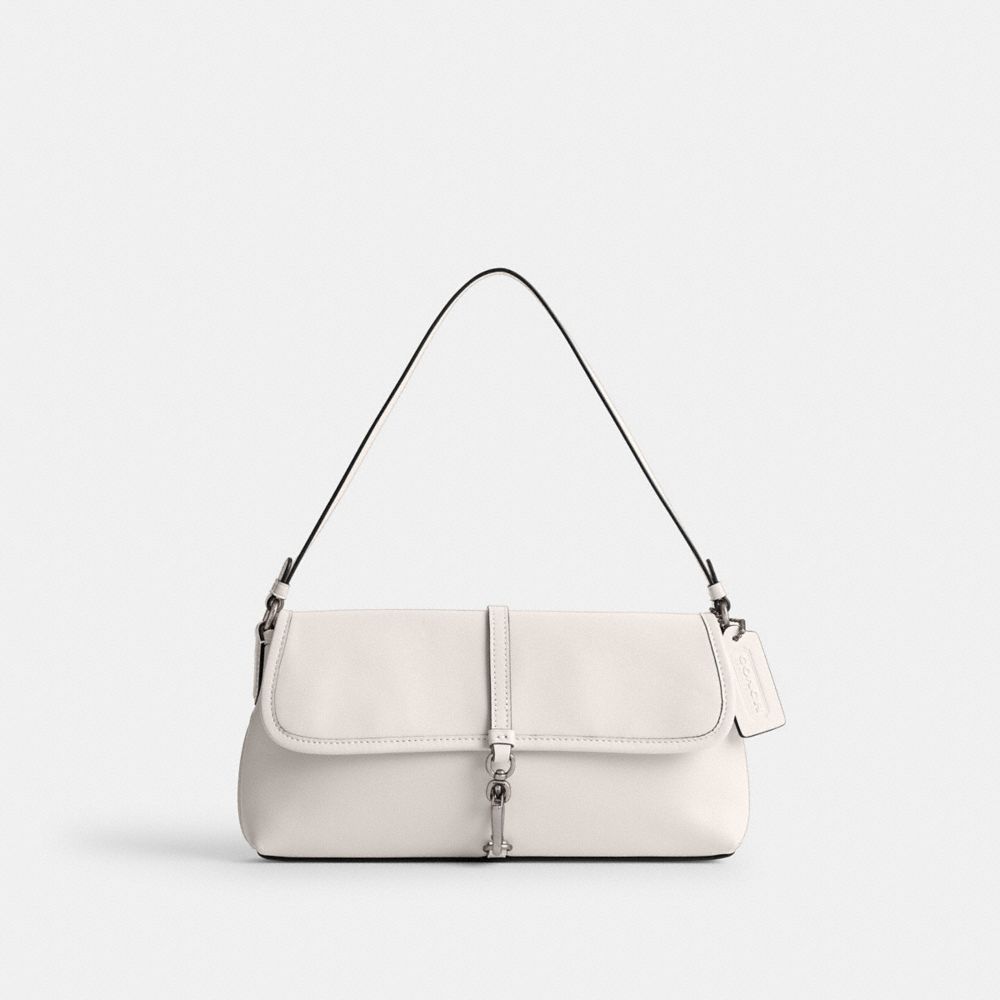 COACH®,HAMPTONS BAG,Glovetan Leather,Small,Silver/Chalk,Front View