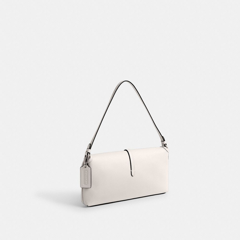 COACH®,HAMPTONS BAG,Glovetan Leather,Mini,Silver/Chalk,Angle View