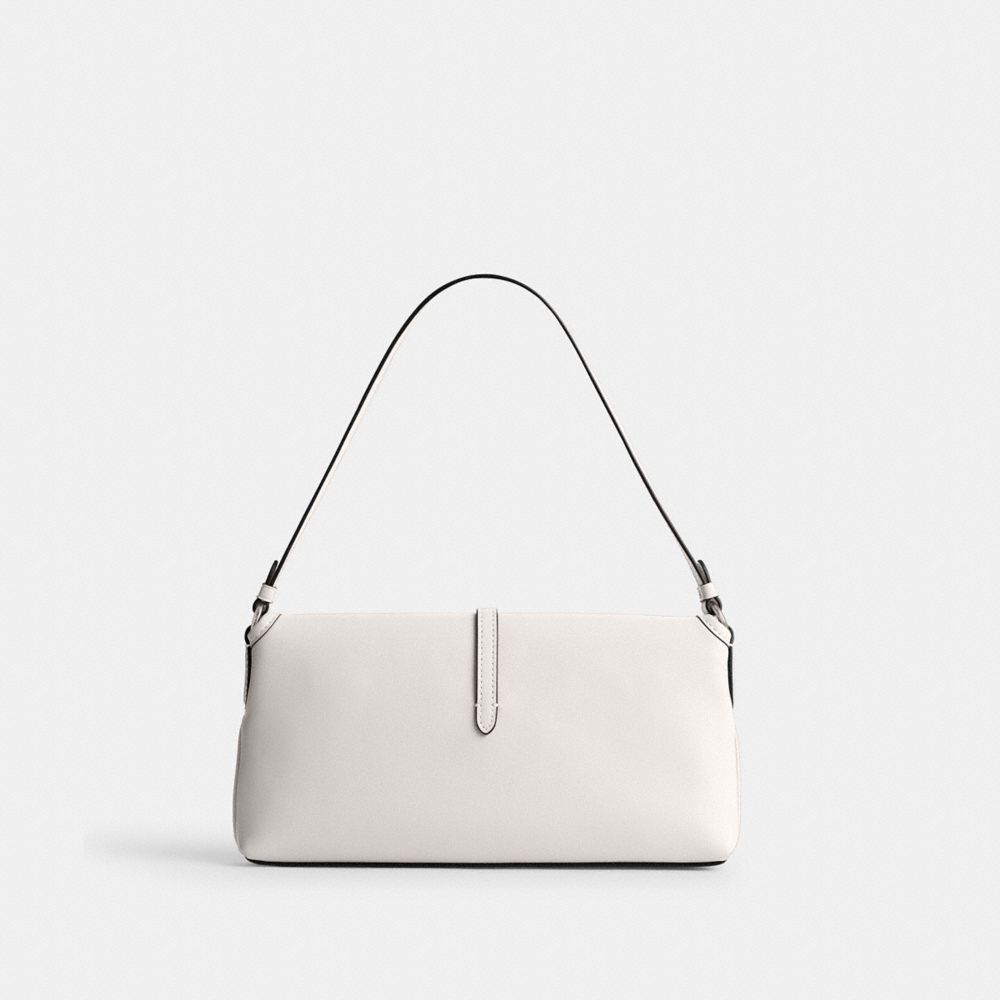 COACH®,Hamptons Bag,Leather,Shoulder Bag,Logo,Embossed,Casual,White,Back View