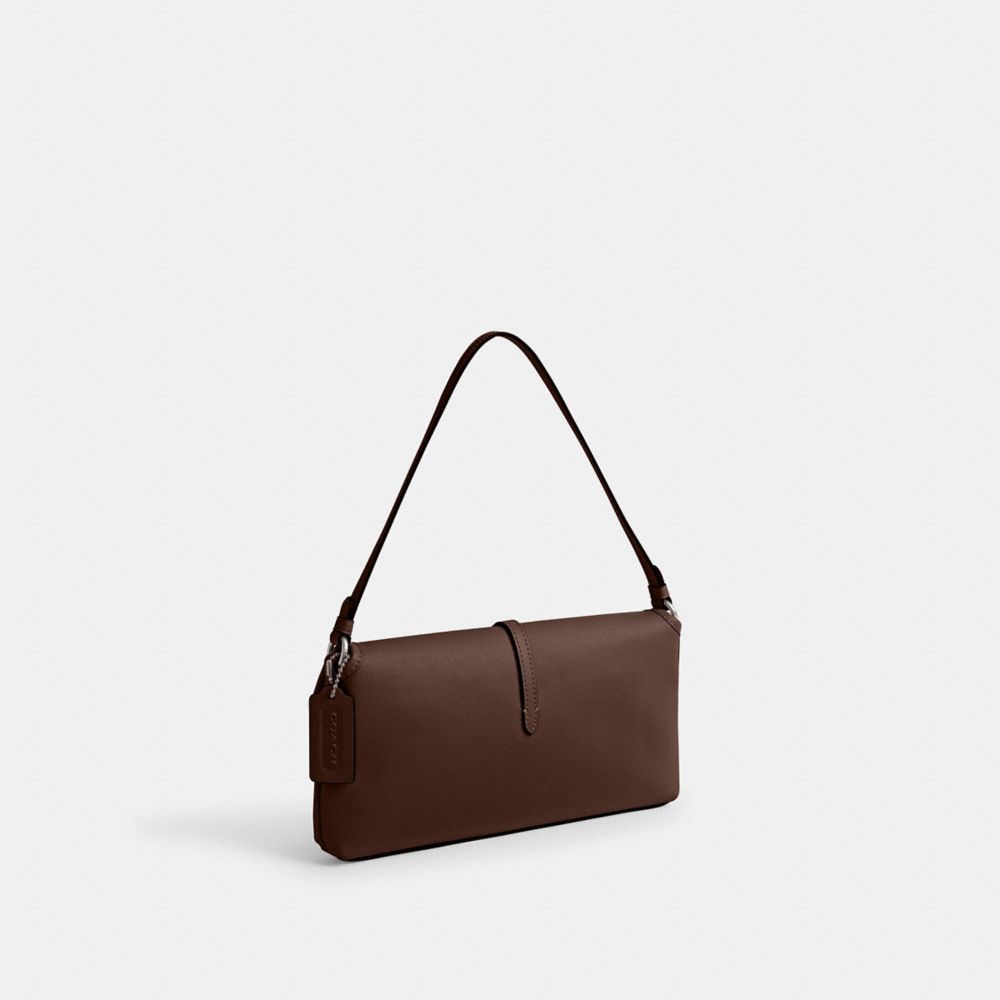 COACH®,Hamptons Bag,Leather,Shoulder Bag,Embossed,Logo,Day Party,Brown,Angle View