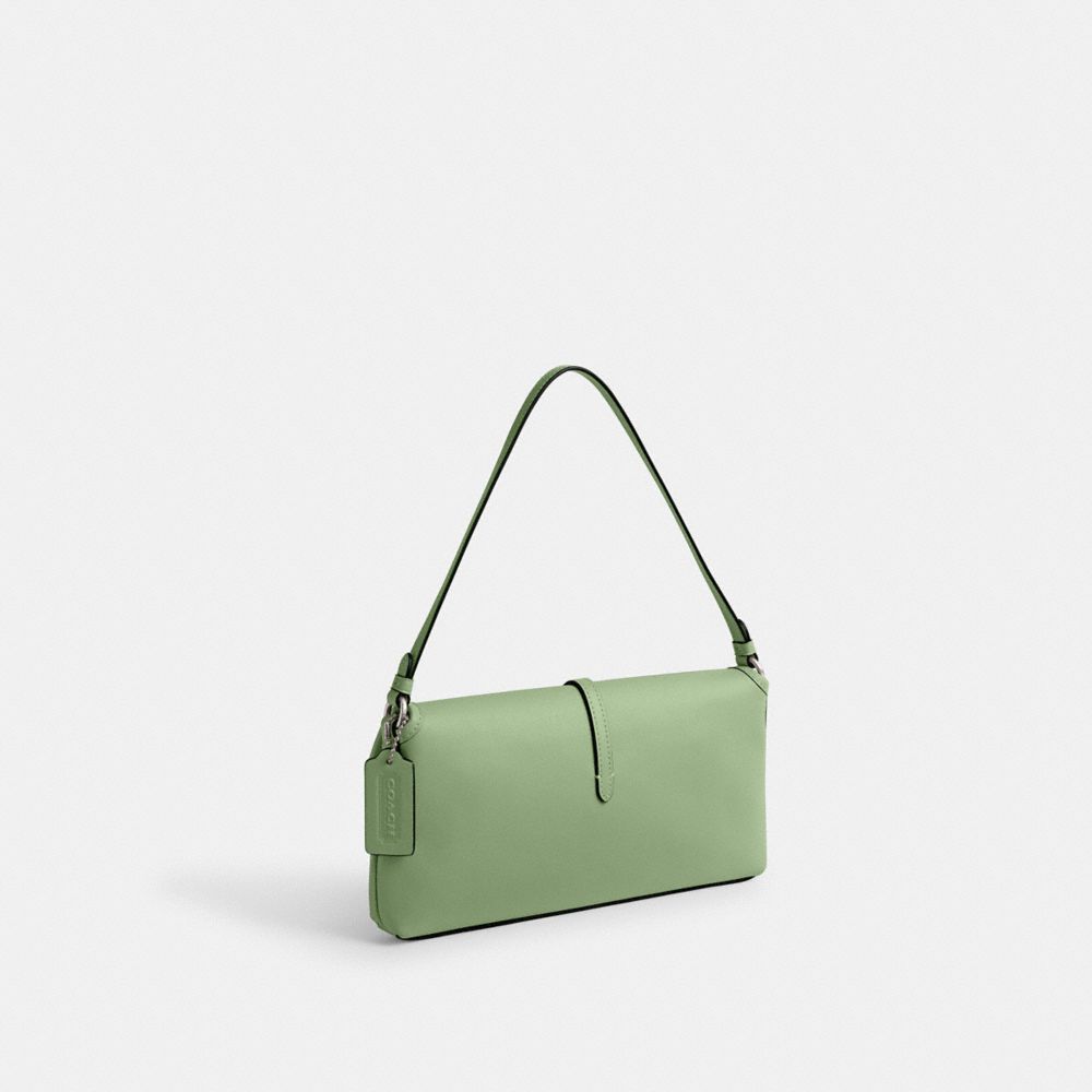 COACH®,HAMPTONS BAG,Glovetan Leather,Silver/Pale Pistachio,Angle View