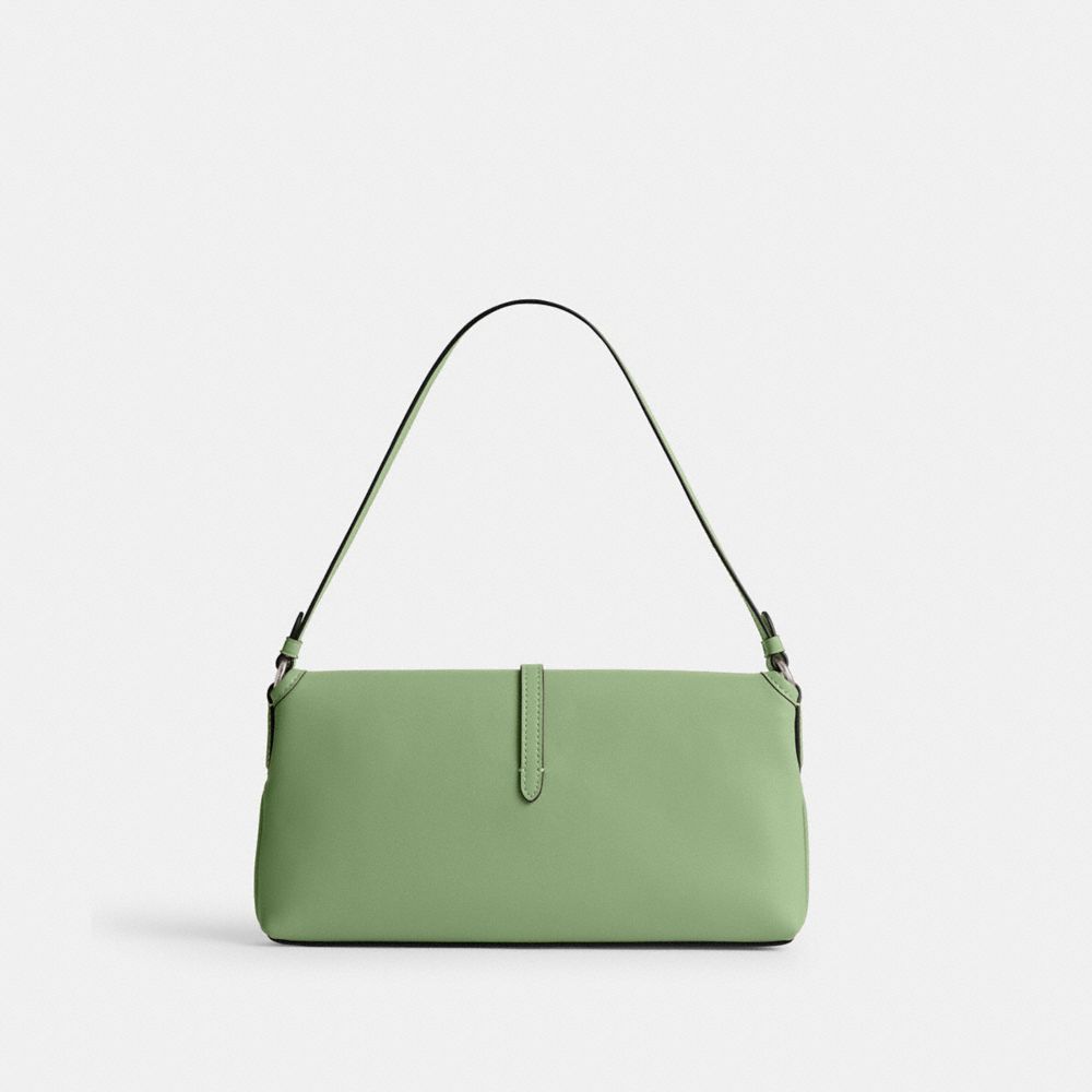 COACH®,Hamptons Bag,Leather,Shoulder Bag,Logo,Embossed,Casual,Green,Back View
