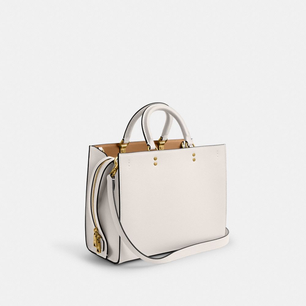 COACH®,ROGUE BAG,Glovetan Leather,Large,Brass/Chalk,Angle View