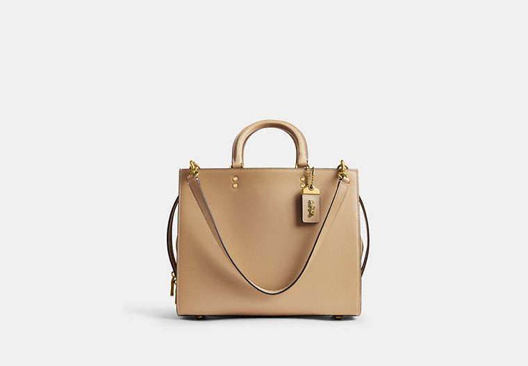 COACH®,ROGUE BAG,Glovetanned Leather,Large,Brass/Beige,Front View