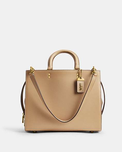 COACH®,ROGUE,Glovetanned Leather,Large,Brass/Beige,Front View