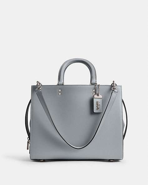 COACH®,ROGUE,Glovetanned Leather,Large,Silver/Grey Blue,Front View