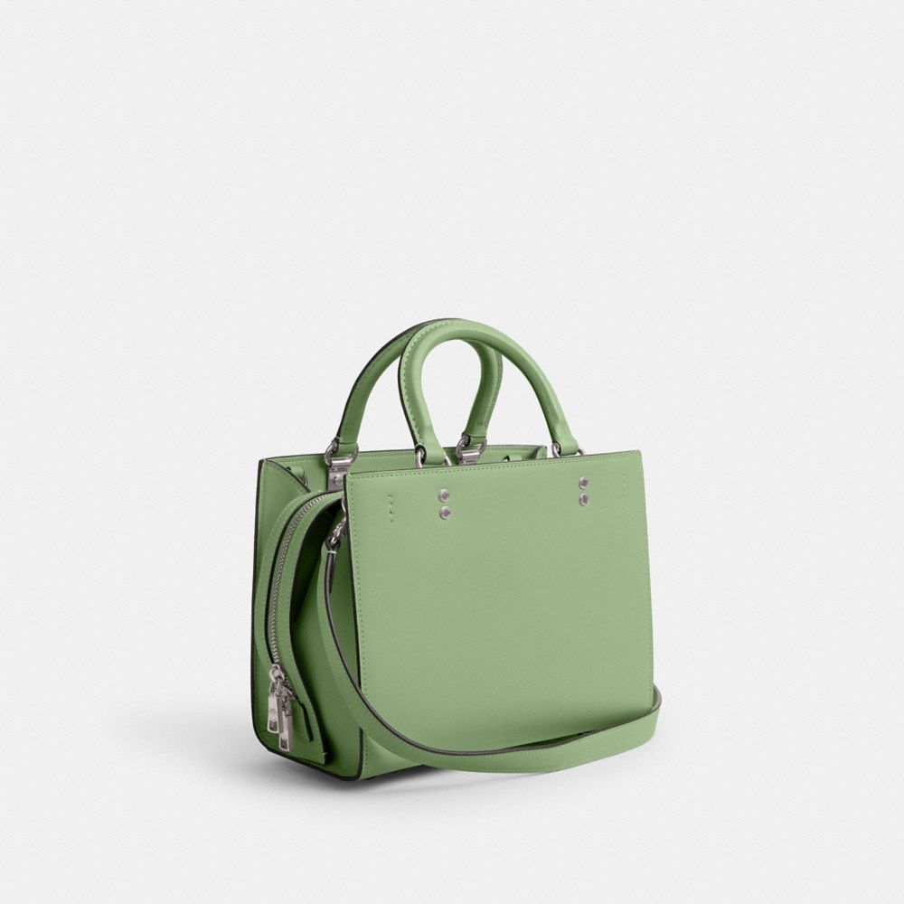 COACH®,ROGUE BAG 25,Glovetan Leather,Medium,Silver/Pale Pistachio,Angle View