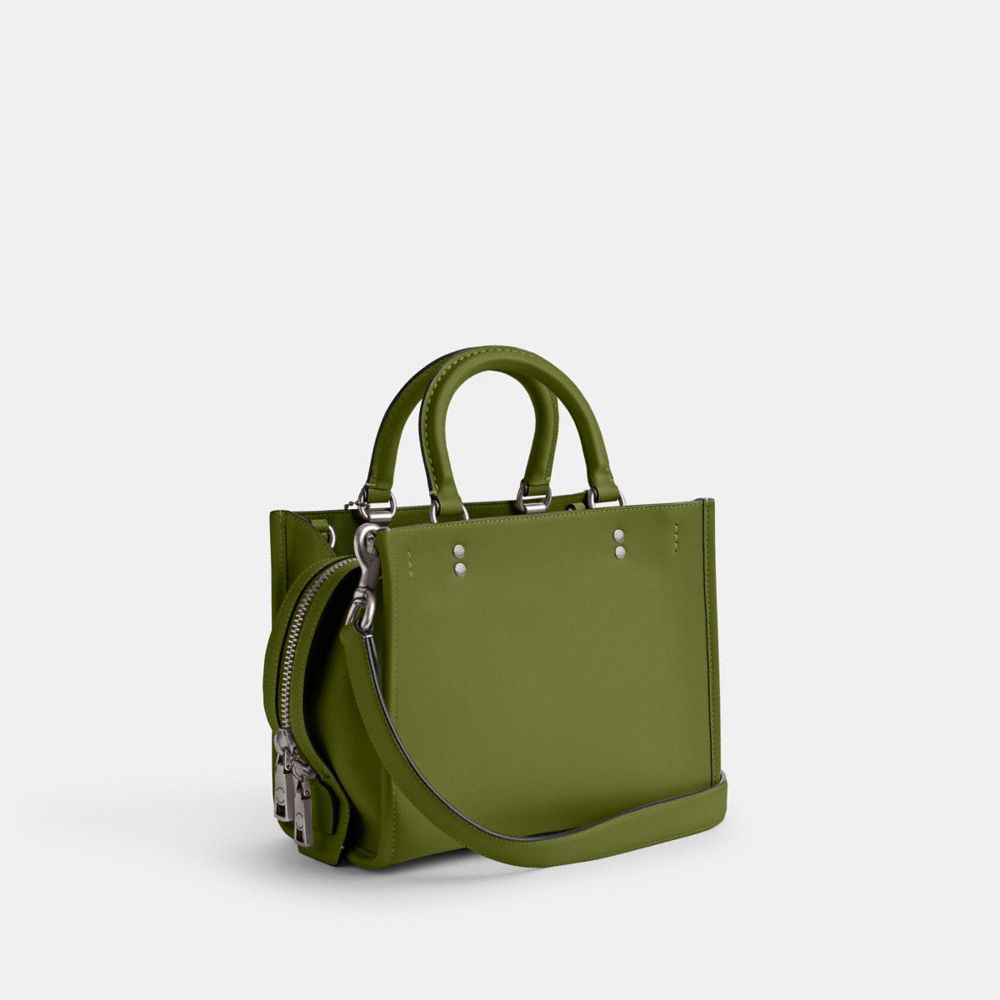 COACH®,Rogue Bag 25,Leather,Crossbody,Logo,Metal,Day Party,Green,Angle View