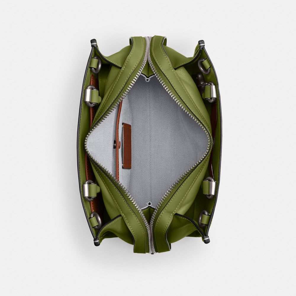 COACH®,Rogue Bag 25,Leather,Crossbody,Logo,Metal,Day Party,Green,Inside View,Top View