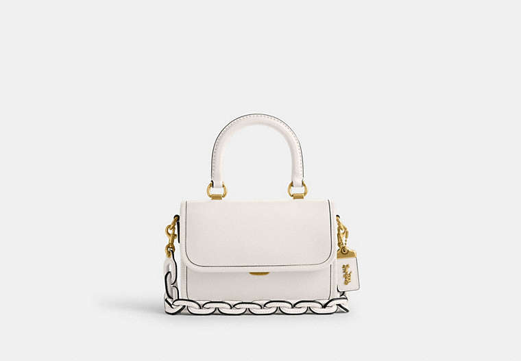 COACH®,ROGUE TOP HANDLE BAG,Glovetanned Leather,Mini,Brass/Chalk,Front View
