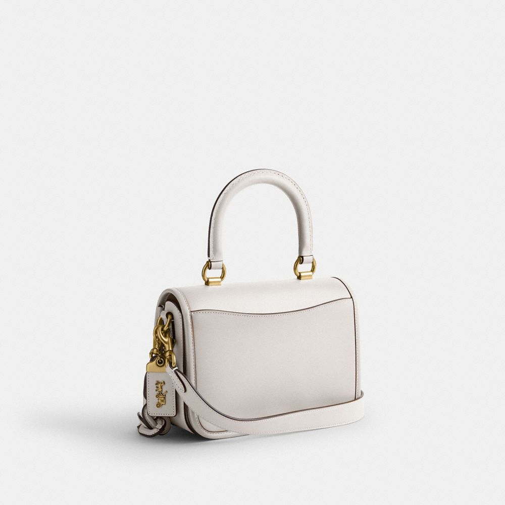 COACH®,Rogue Top Handle Bag,Lining Leather,Leather,Crossbody,Logo,Metal,Day Party,White,Angle View