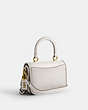 COACH®,ROGUE TOP HANDLE BAG,Glovetanned Leather,Mini,Brass/Chalk,Angle View