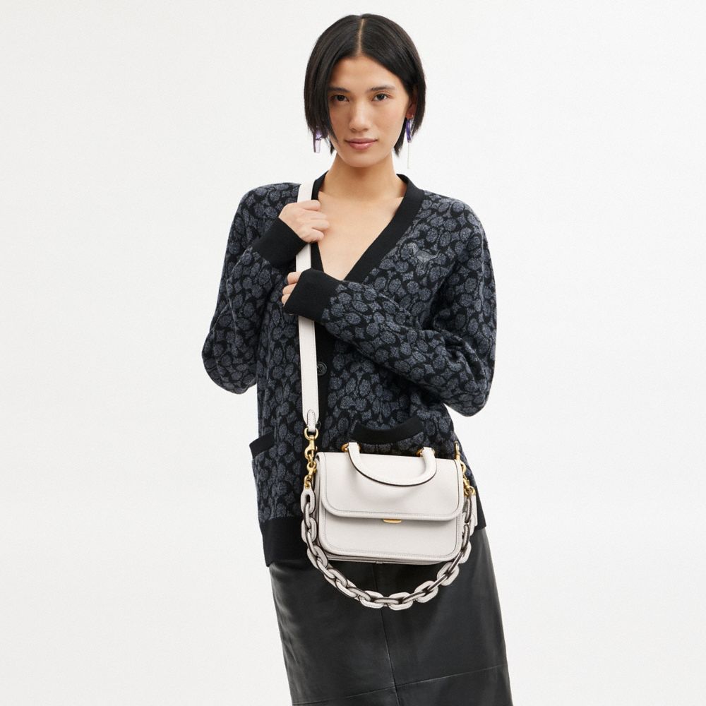 COACH®,Rogue Top Handle Bag,Lining Leather,Leather,Crossbody,Logo,Metal,Day Party,White