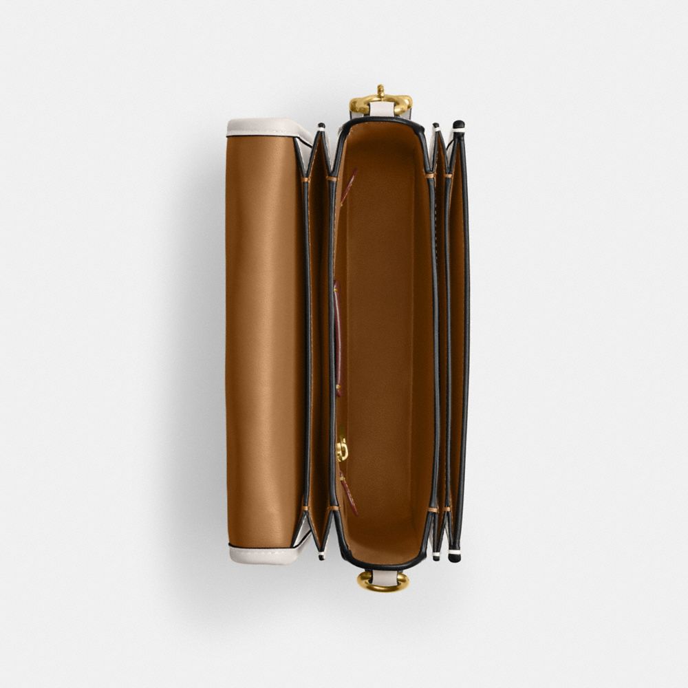 COACH®,ROGUE TOP HANDLE BAG,Glovetan Leather,Mini,Brass/Chalk,Inside View,Top View