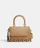 COACH®,ROGUE TOP HANDLE,Glovetanned Leather,Mini,Brass/Beige,Front View