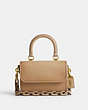 COACH®,ROGUE TOP HANDLE BAG,Glovetanned Leather,Mini,Brass/Beige,Front View