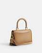 COACH®,ROGUE TOP HANDLE BAG,Glovetanned Leather,Mini,Brass/Beige,Angle View
