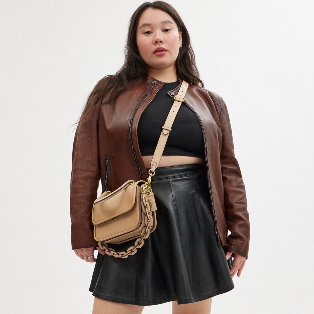 COACH®,Rogue Top Handle Bag,Lining Leather,Leather,Crossbody,Logo,Metal,Day Party,Brown