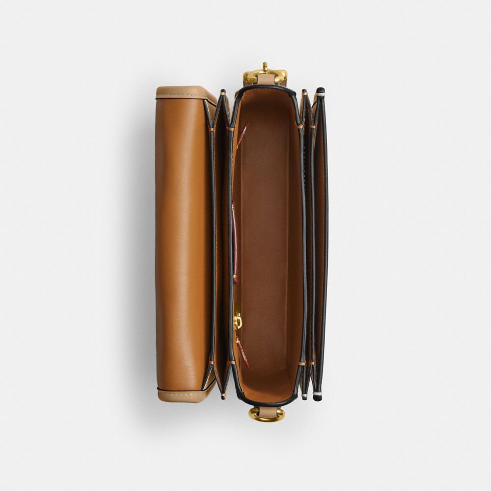 COACH®,ROGUE TOP HANDLE BAG,Glovetan Leather,Mini,Brass/Beige,Inside View,Top View