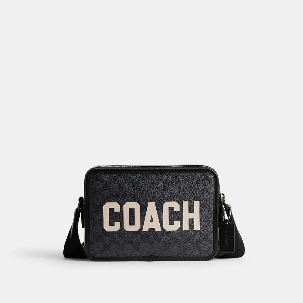 Coach Charter Crossbody 24 In Signature Canvas With  Graphic In Charcoal Multi