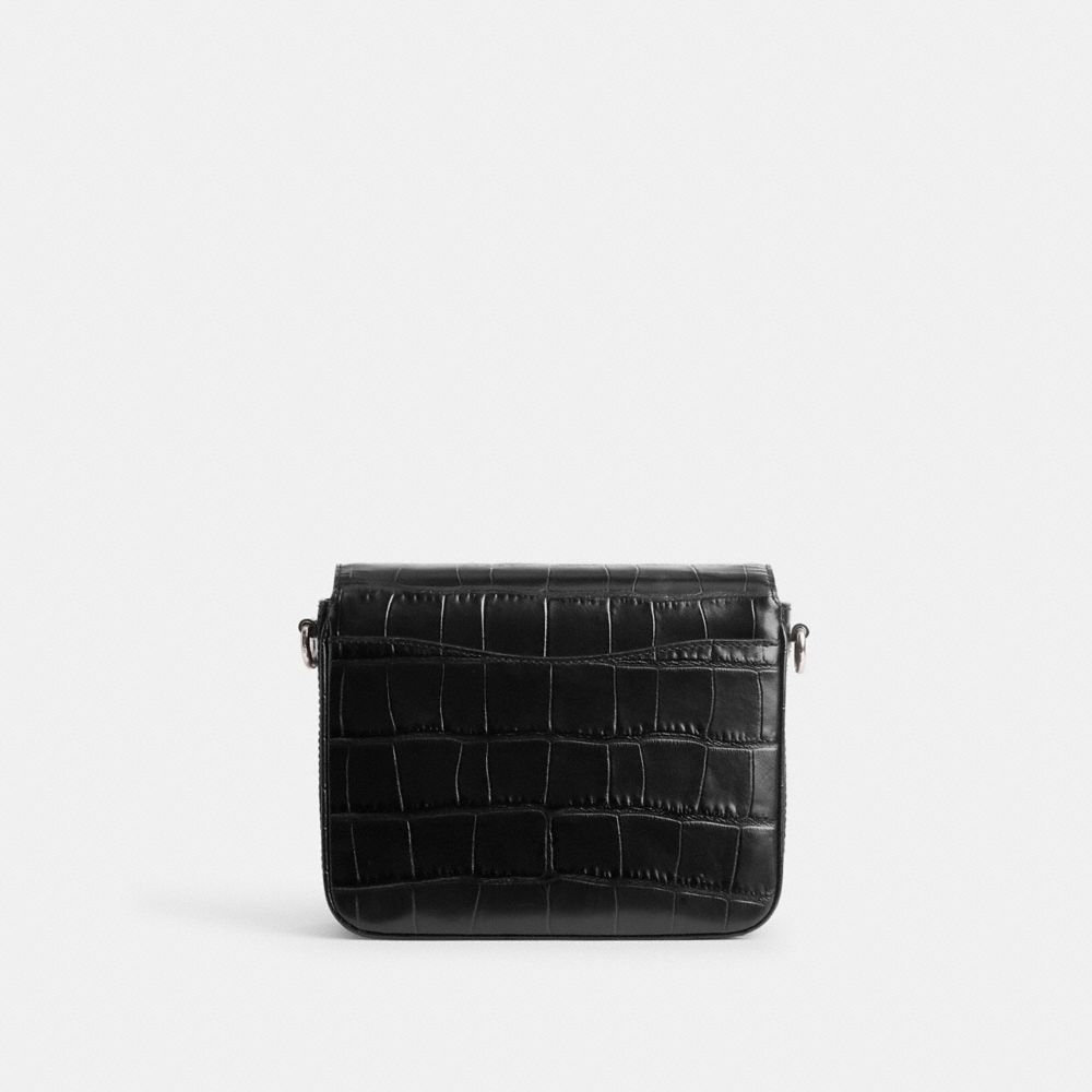 COACH®,SAC À PORTÉ-CROISÉ CASSIE 19,cuir façon croco,Argent/Noir,Back View