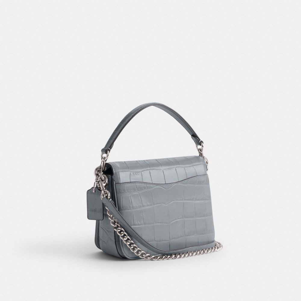 COACH®,CASSIE CROSSBODY BAG 19,croc embossed leather,Medium,Silver/Grey Blue,Angle View