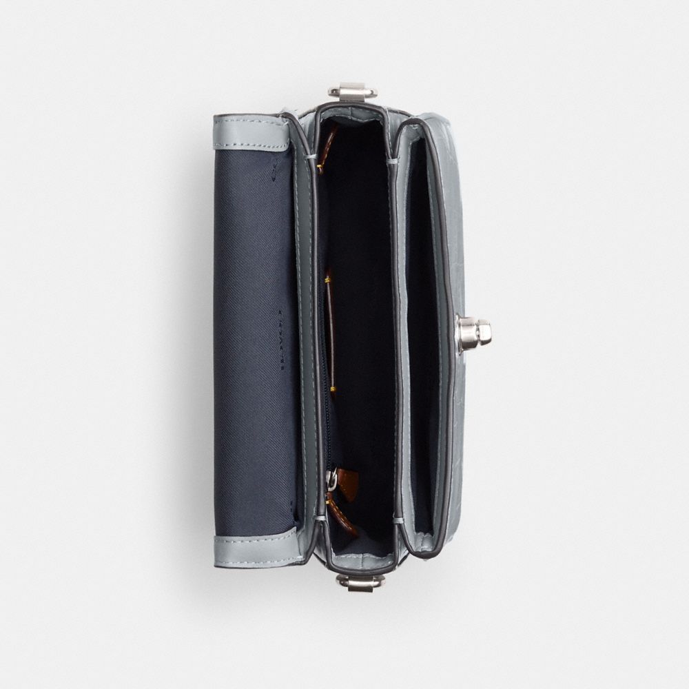 COACH®,Cassie Crossbody Bag 19,Leather,Crossbody,Logo,Metal,Embossed,Day Party,Gray,Inside View,Top View