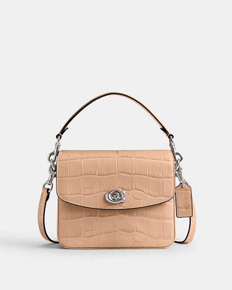 COACH®,CASSIE CROSSBODY 19,croc embossed leather,Silver/Buff,Front View