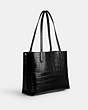 COACH®,WILLOW TOTE,croc embossed leather,X-Large,Silver/Black,Angle View