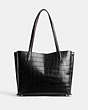 COACH®,WILLOW TOTE BAG,croc embossed leather,X-Large,Silver/Black,Back View