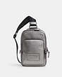 COACH®,TRACK PACK 14,Leather,Mini,Black Antique Nickel/Metallic Ash,Front View