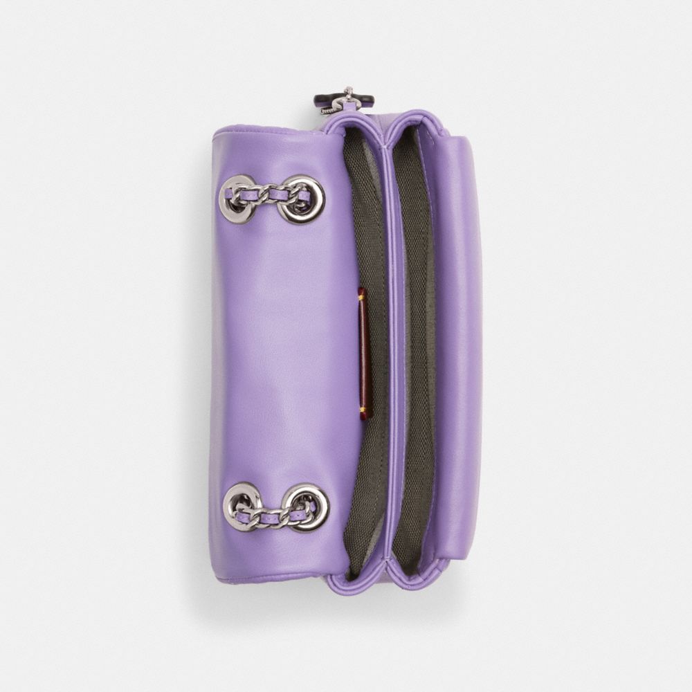 COACH®,Tabby Shoulder Bag 20 With Quilting,Leather,Shoulder Bag,Metal,Logo,Chain Detail,Embossed,Silver Metal,Day Party,,Inside View,Top View