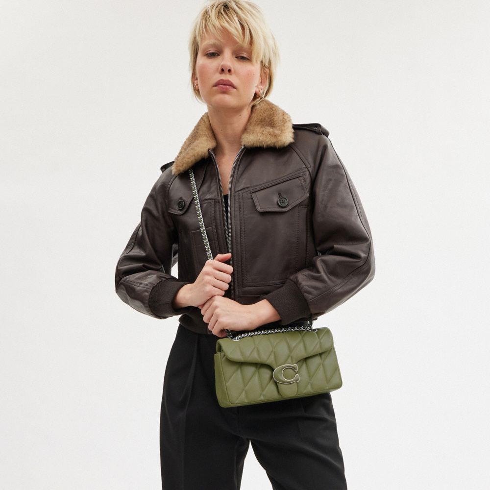 COACH®,Tabby Shoulder Bag 26 With Quilting,Leather,Shoulder Bag,Embossed,Chain Detail,Metal,Logo,Compact,Silver Metal,Day ...,