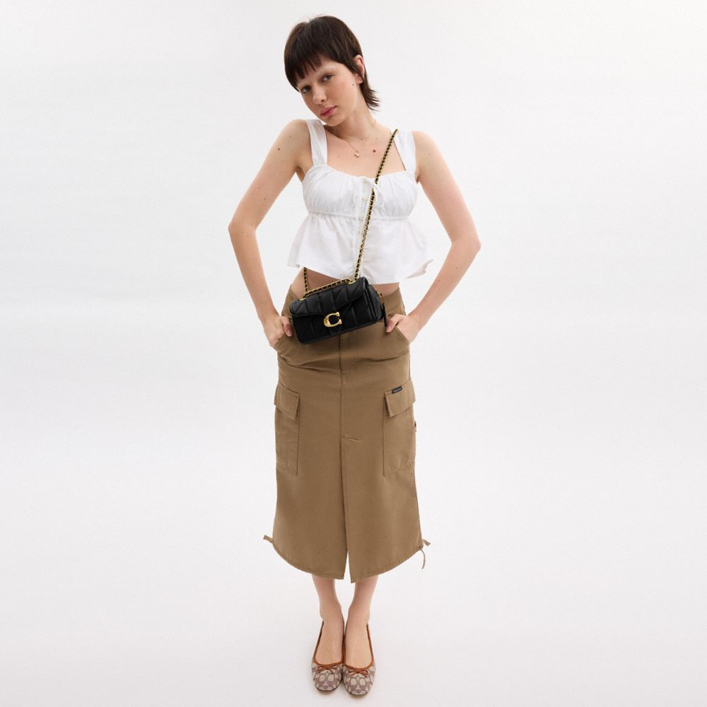 Coach Tabby Shoulder Bag 26 In Loved Leather With Quilting In Brass/black