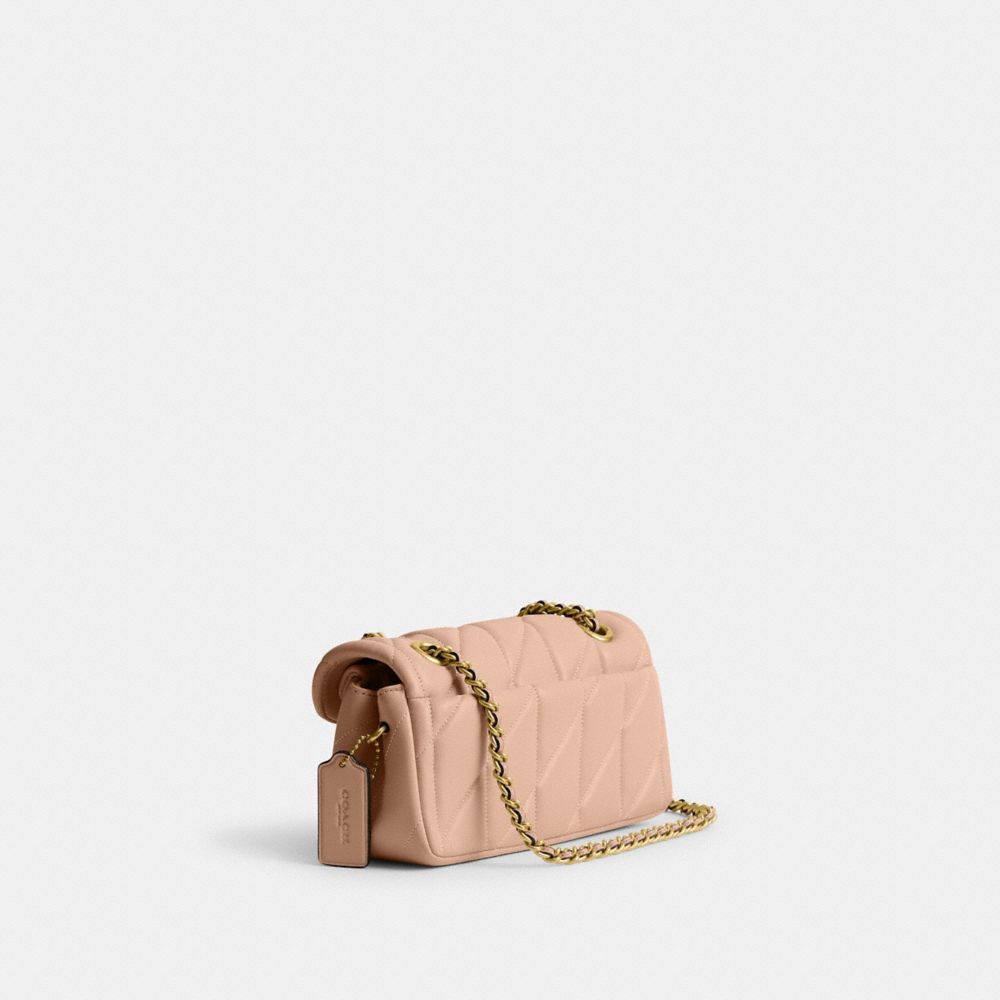 COACH®,Tabby Shoulder Bag 20 With Pillow Quilting,Leather,Shoulder Bag,Metal,Chain Detail,Embossed,Logo,Gunmetal,Day Party,,Angle View