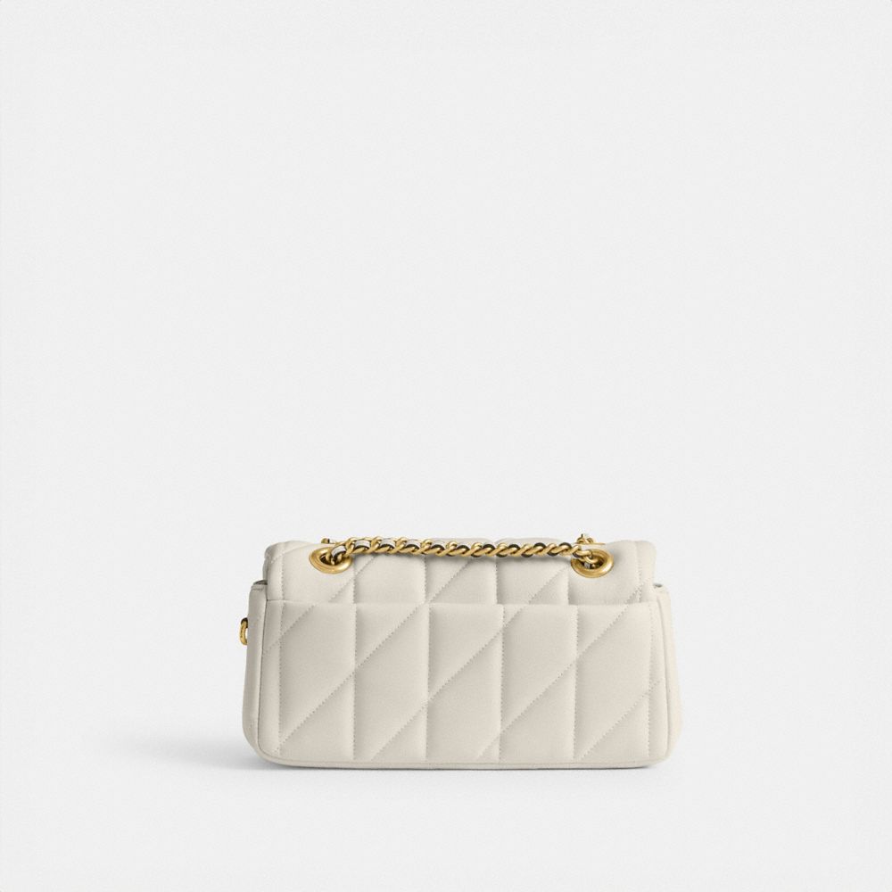 COACH®,Tabby Shoulder Bag 20 With Pillow Quilting,Lining Leather,Leather,Shoulder Bag,Metal,Logo,Embossed,Chain Detail,Gol...,Cream,Back View