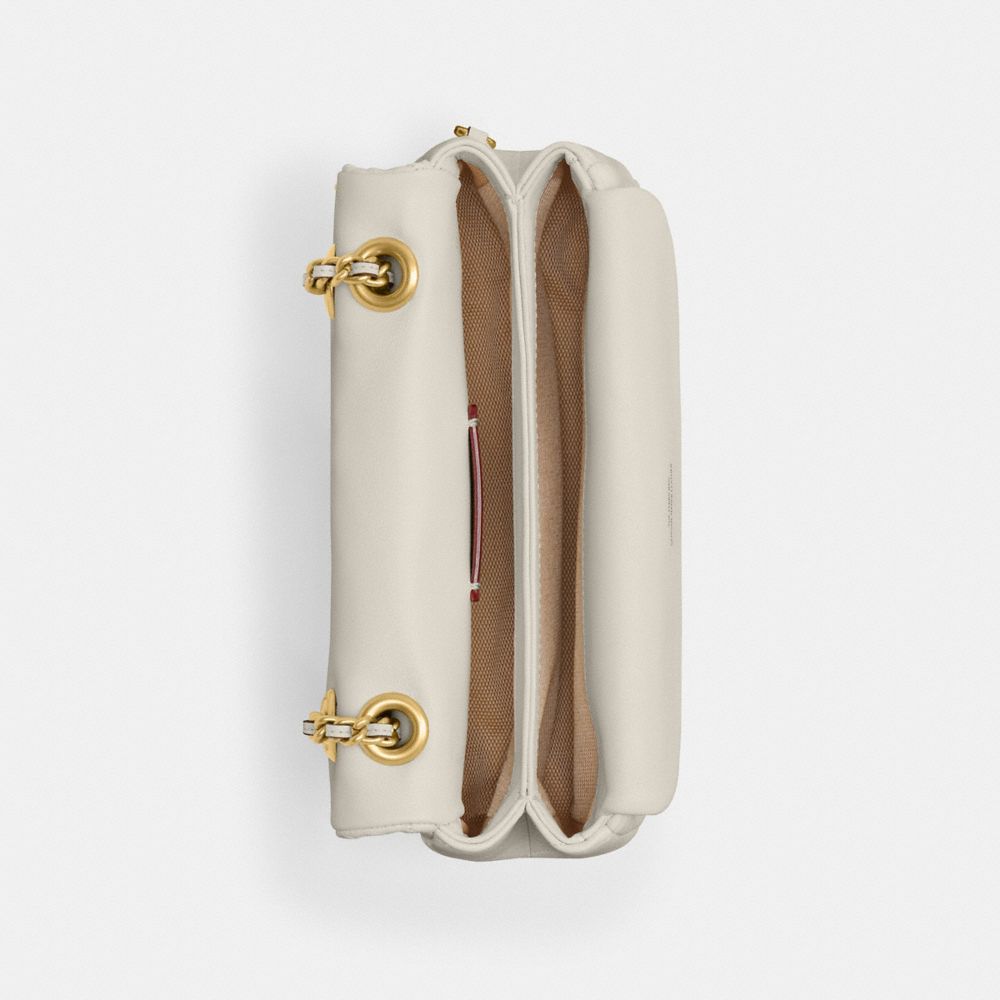 COACH®,Tabby Shoulder Bag 20 With Pillow Quilting,Lining Leather,Leather,Shoulder Bag,Metal,Logo,Embossed,Chain Detail,Gol...,Cream,Inside View,Top View