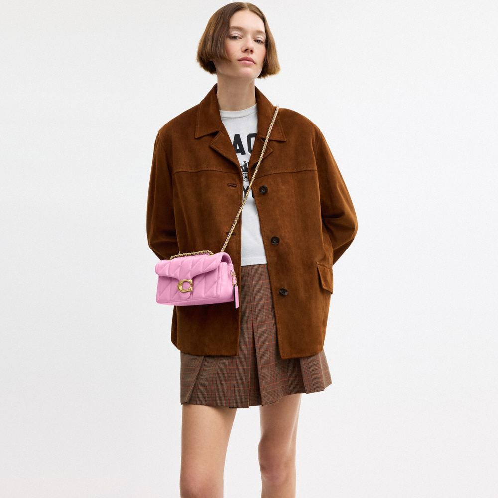 COACH®,Tabby Shoulder Bag 20 With Pillow Quilting,Leather,Shoulder Bag,Chain Detail,Embossed,Logo,Metal,Gunmetal,Day Party,