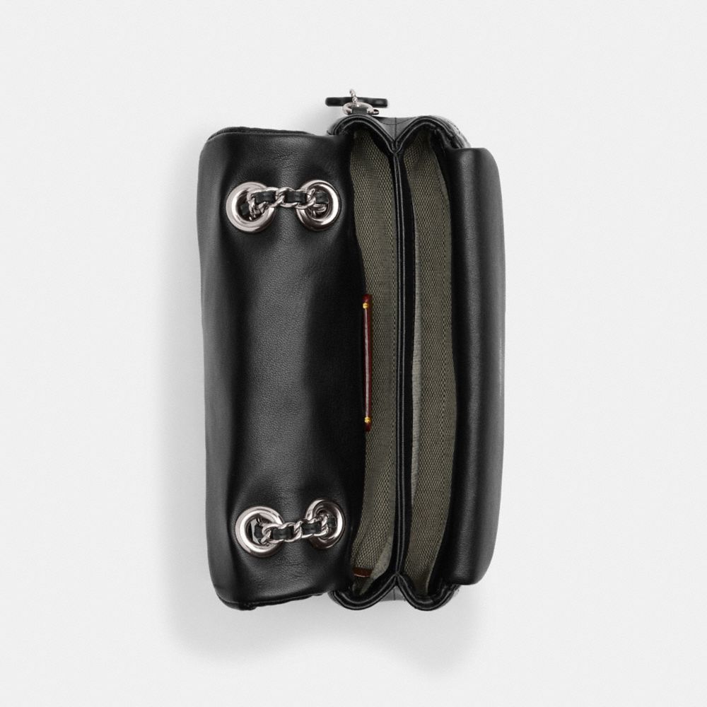 COACH®,Tabby Shoulder Bag 20 With Pillow Quilting,Lining Leather,Leather,Shoulder Bag,Metal,Logo,Embossed,Chain Detail,Gol...,Black,Inside View,Top View