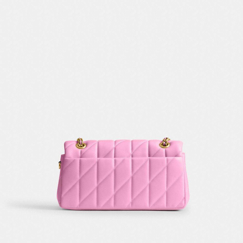 COACH®,Tabby Shoulder Bag 26 With Pillow Quilting,Leather,Shoulder Bag,Chain Detail,Logo,Metal,Compact,Silver Metal,Day Party,,Back View