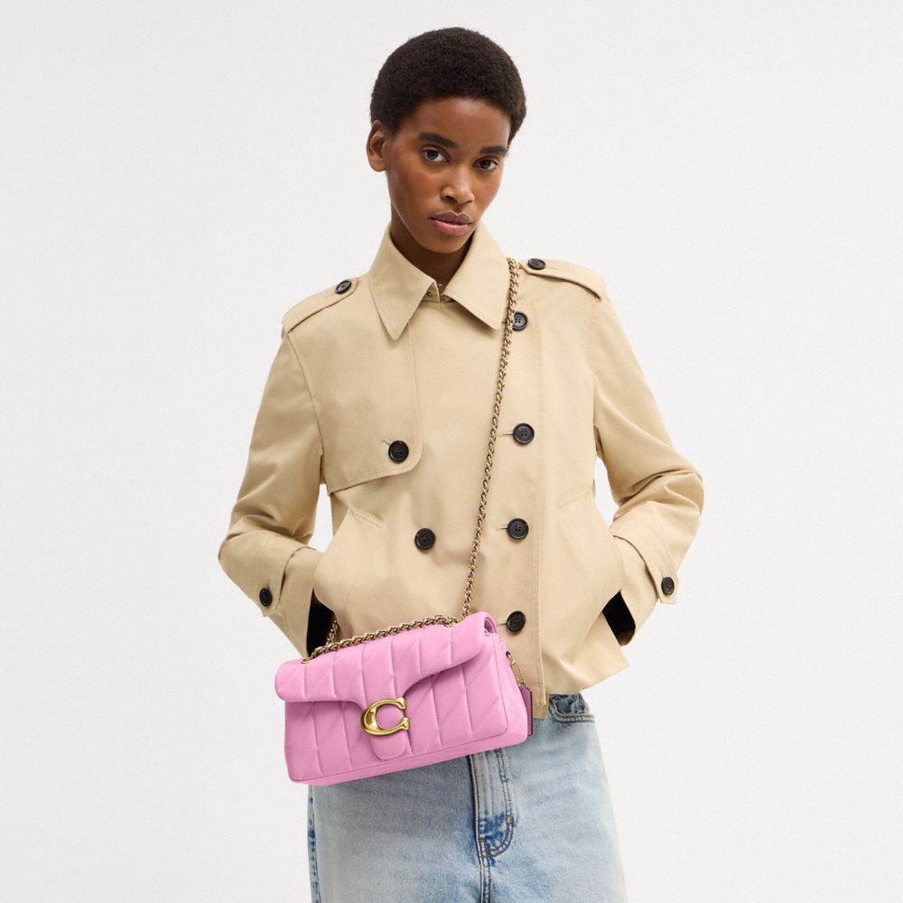 COACH®,Tabby Shoulder Bag 26 With Pillow Quilting,Leather,Shoulder Bag,Chain Detail,Logo,Metal,Compact,Silver Metal,Day Party,