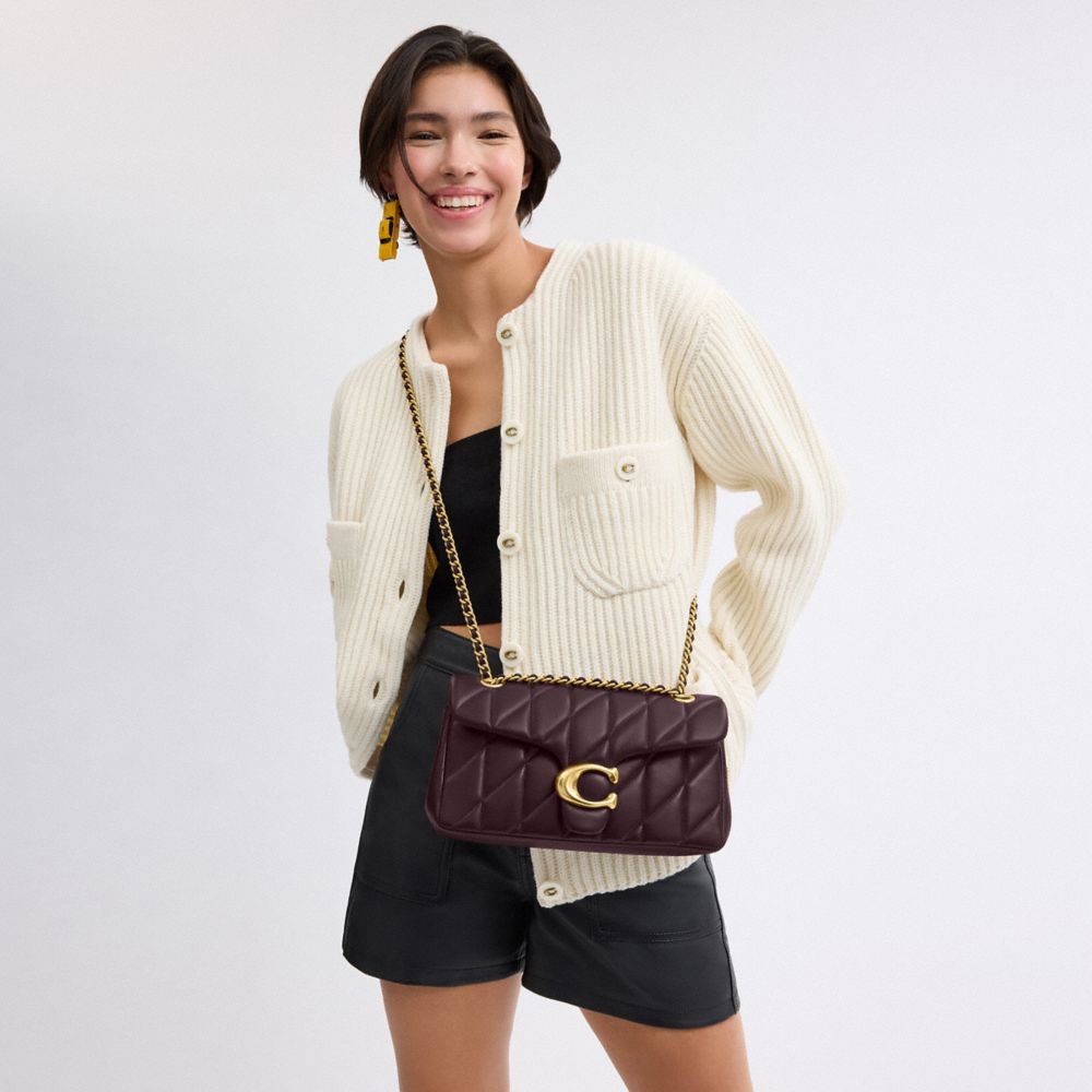 COACH®,Tabby Shoulder Bag 26 With Pillow Quilting,Leather,Shoulder Bag,Logo,Metal,Shoulder Guard,Silver Metal,Day Party,