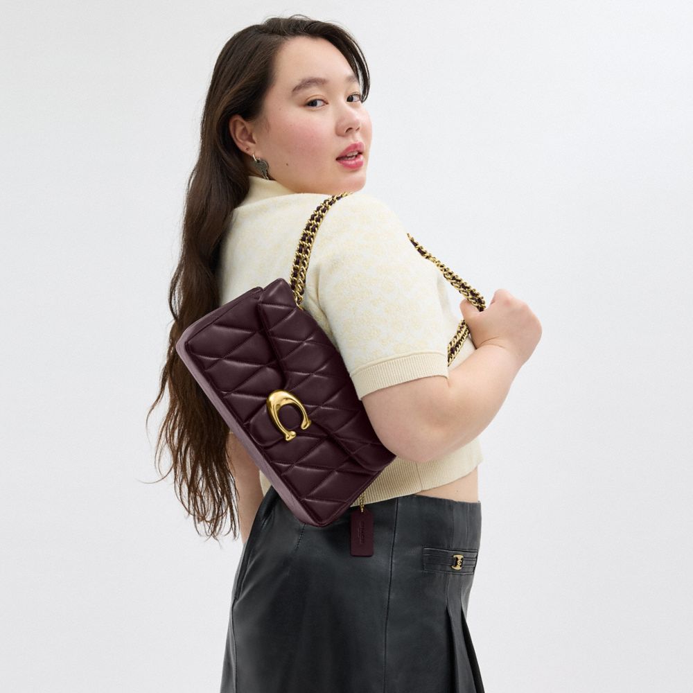 COACH®,Tabby Shoulder Bag 26 With Pillow Quilting,Leather,Shoulder Bag,Logo,Metal,Shoulder Guard,Silver Metal,Day Party,,Detail View