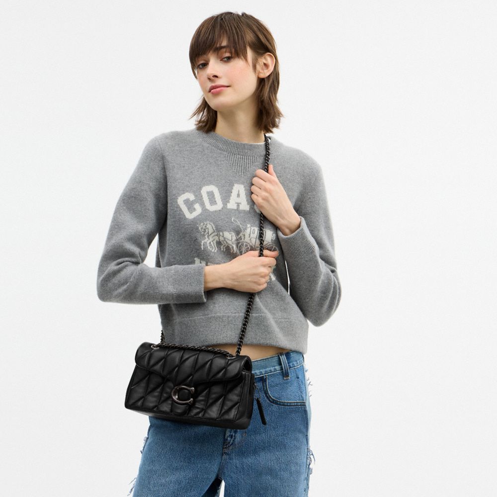 COACH®,Tabby Shoulder Bag 26 With Pillow Quilting,Leather,Shoulder Bag,Chain Detail,Logo,Metal,Compact,Silver Metal,Day Party,Black