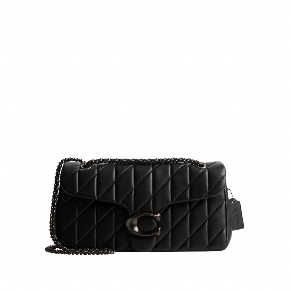 COACH®,TABBY SHOULDER BAG 33 WITH QUILTING,Nappa leather,Medium,Pewter/Black,Front View