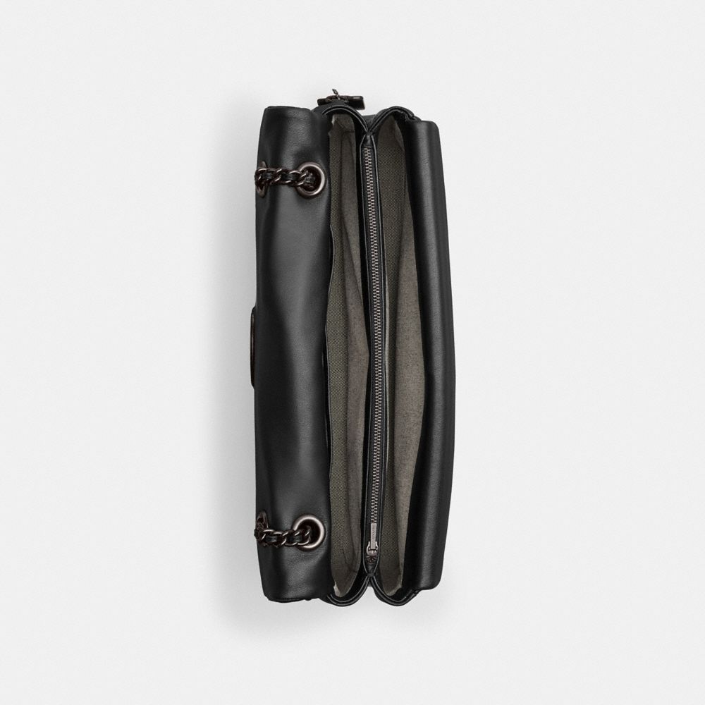 COACH®,Tabby Shoulder Bag 33 With Quilting,Leather,Crossbody,Metal,Logo,Day Party,Black,Inside View,Top View