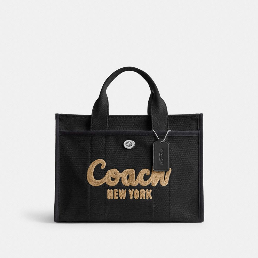 COACH®,Cargo Tote Bag,Canvas,Cotton,Tote,No Embellishment,Casual,Black,Front View