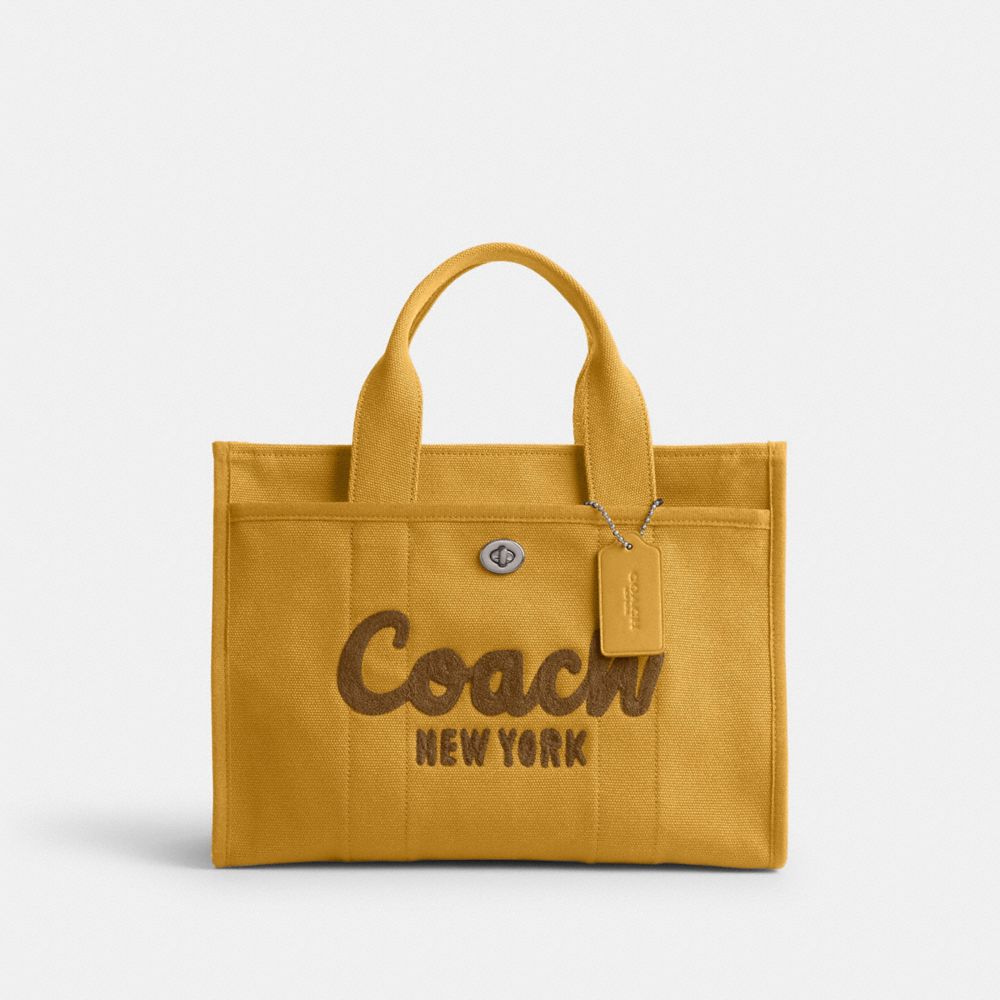 COACH®,CARGO TOTE BAG,canvas,Large,Silver/Yellow Gold,Front View