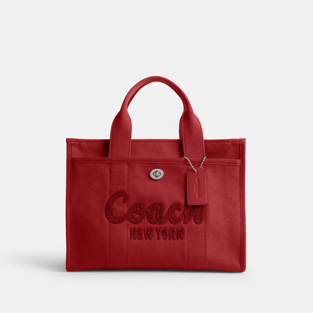 COACH®,SAC CABAS CARGO,Toile,Argent/Rouge 1941,Front View